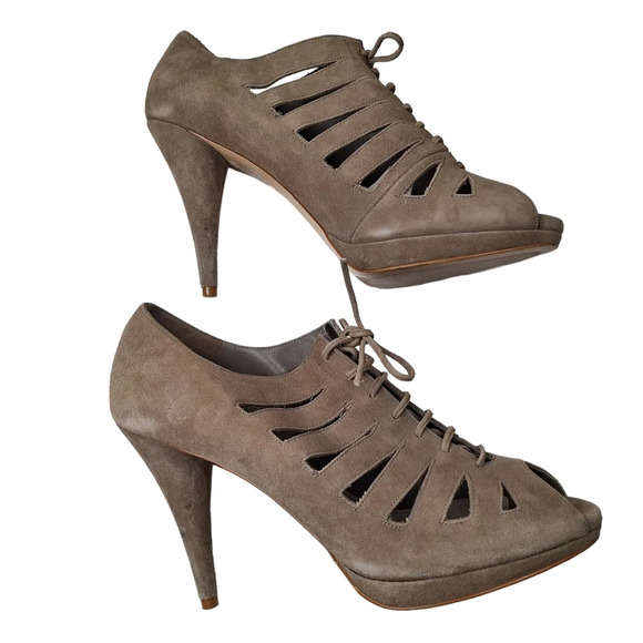 Zara Sz EU41/US10 Lace-up Cut-Out Caged Platform Sandals Heels - Picture 9 of 15